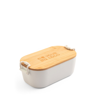 Luchtdichte plastic lunchbox met bamboe deksel en sluitclips 1L