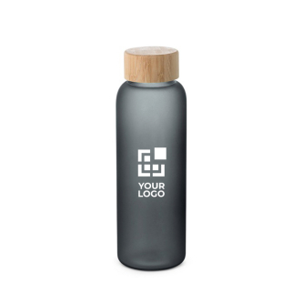 Glazen fles met matte afwerking en bamboedop 500 ml