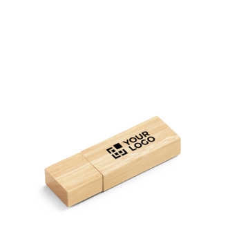 USB-stick van bamboe met afsluitdop en kraftpapieren doosje