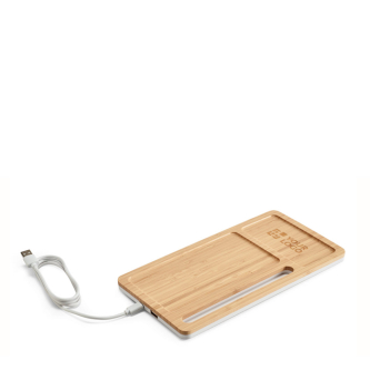 Bamboe en ABS organizer met draadloze oplader en standaard 5 W