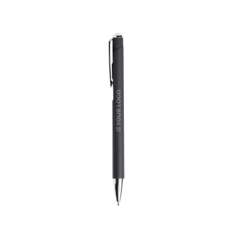 Aluminium pen met drukmechanisme en zilverkleurige details