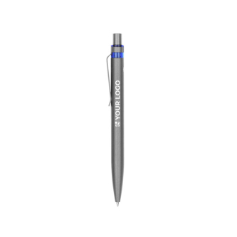 Gerecyclede aluminium balpen met kleurdetaillering, blauwe inkt met jouw bedrukking