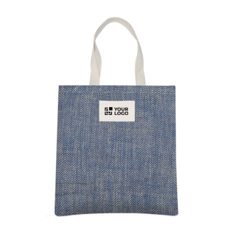Jute tas met katoenen handvatten en stof met zigzagafwerking