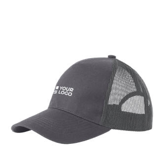 5-panel trucker cap met sluiting en gebogen klep 250 g/m2