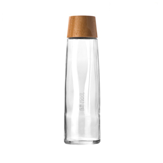Premium duurzame glazen fles met bamboedeksel 750ml