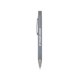 Aluminium pen met soft touch, slanke body en zwarte inkt