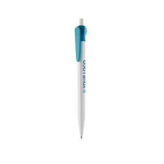 Witte plastic pen met origineel clipontwerp met jouw bedrukking