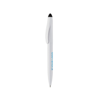 Plastic draaipen met zwarte stylus met jouw bedrukking