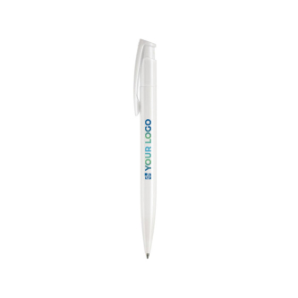 Kleurrijke plastic pen met drukknop gemaakt in de EU met jouw bedrukking