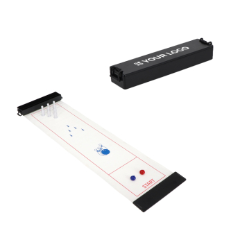 Compact tafelbowling spel met uitklapbare baan en opbergdoos