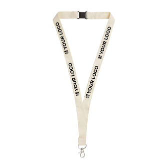 Lanyard van biologisch katoen met clip en karabijnhaak met jouw bedrukking