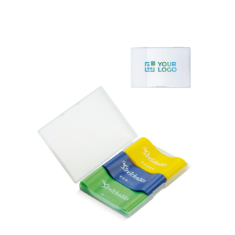 Plastic doos met 3 weerstandsbanden van diverse moeilijkheidsgraden met jouw bedrukking