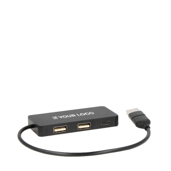 USB-C- en USB-A-hub van gerecycled aluminium met 3 poorten
