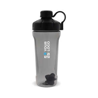 Plastic shaker voor de sportschool met elegante zwarte dop 900ml met jouw bedrukking