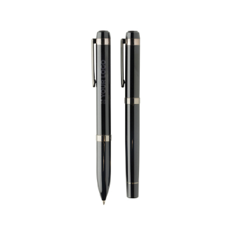 Swiss Peak metalen schrijvenset met balpen en roller, blauwe inkt