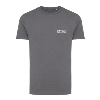 T-shirt van gerecycled en bio katoen 180 g/m2 Iqoniq Bryce kleur grijs met ruimte voor logo