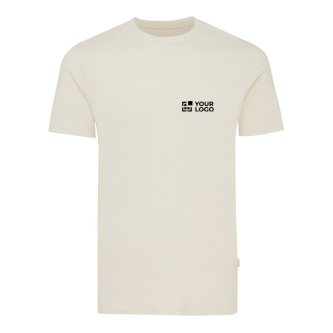 T-shirt van gerecycled en bio katoen 180 g/m2 Iqoniq Manuel kleur gemarmerd donkerblauw met afdrukgebied