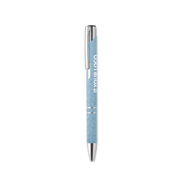 Eco pen met zilveren afwerking en blauwe inkt Aster Eco