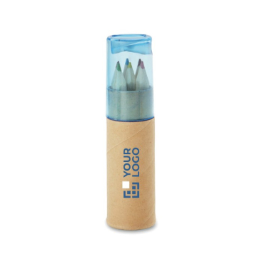 Te bedrukken set met 6 potloden kleur blauw