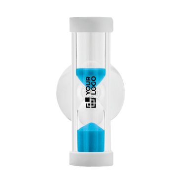 Promotionele zandloper met zuignap kleur blauw