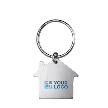 Te bedrukken sleutelhanger met huisje kleur matzilver