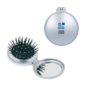 Spiegeltje met haarborstel kleur zilver