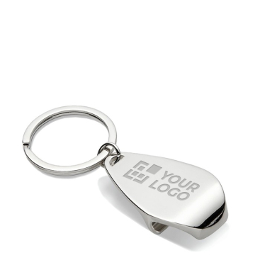 Sleutelhanger met flesopener kleur glanzend zilver