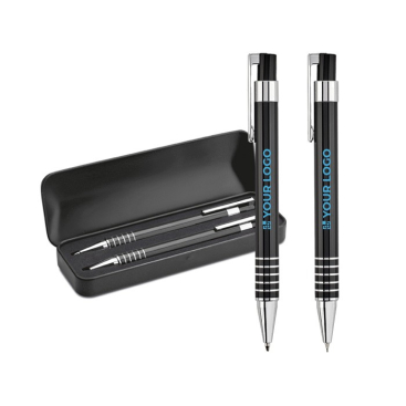 Goedkope set balpen en vulpotlood met blauwe inkt Color