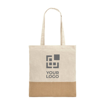 Katoenen tasjes met jute en logo weergave met jouw bedrukking