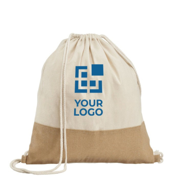 Reclame rugzak met detail van jute kleur beige