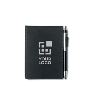 Pocket notitieblok met hoes en pen kleur zwart