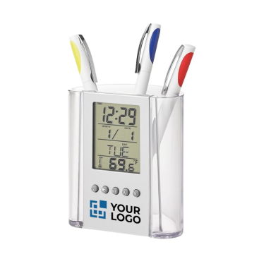 Gepersonaliseerde pen met kalender, klok en thermometer Curve