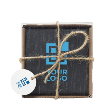 Set onderzetters van leisteen met logo weergave met jouw bedrukking