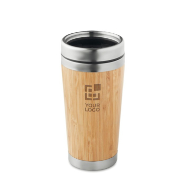 Bamboe thermosbeker met logo, 400ml weergave met jouw bedrukking