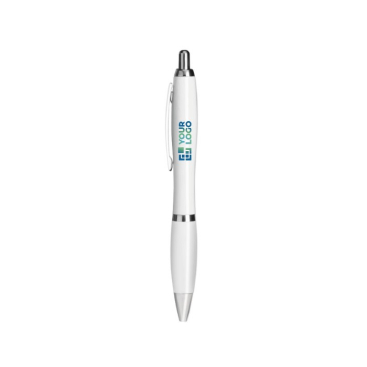 Plastic pen met blauwe inkt en antibacteriele behandeling