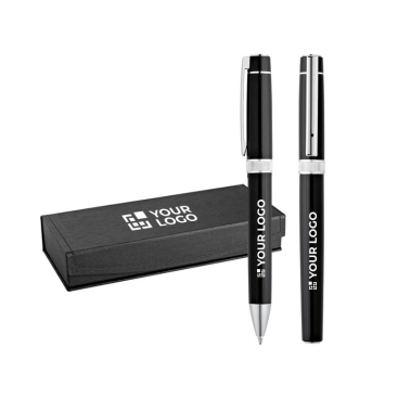 Set met rollerpen en balpen in bedrukbaar doosje