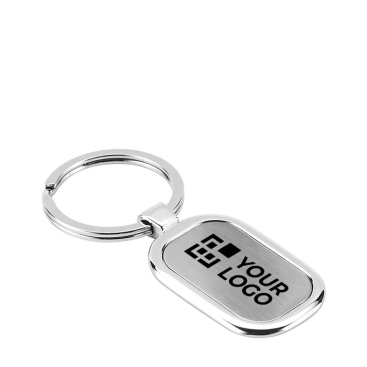 Metalen sleutelhanger met gegraveerd logo