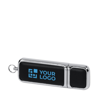Elegante metaal / leren usb stick weergave met jouw bedrukking