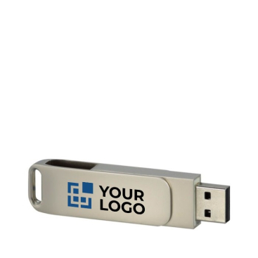 Usb stick met metalen draaibare clip weergave met jouw bedrukking