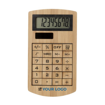Rekenmachine met logo gemaakt van bamboe 8 cijfers Bamboo