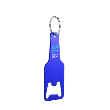 Sleutelhanger en flesopener in flesvorm