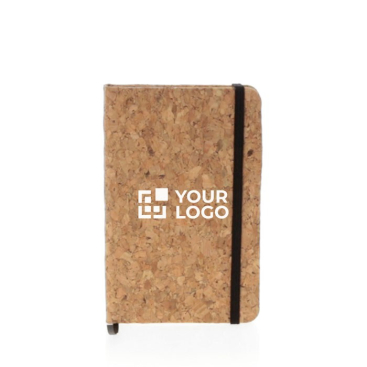 Merchandising memoblok met kurk kaft kleur bruin