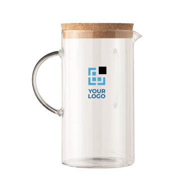 Borosilicaat glazen karaf en kurk deksel (1L) kleur doorzichtig