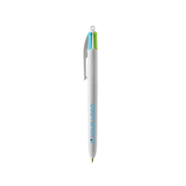 Klassieke BIC® bedrukte pen met 4 inktkleuren kleur wit