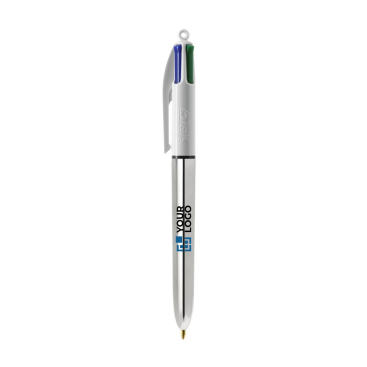 BIC® reclame pen met 4 metallic inktkleuren kleur zilver