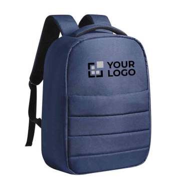 Duurzame anti-diefstal rugzak met logo kleur marineblauw eerste weergave