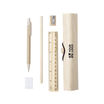 Houten etui met logo (incl. 5 accessoires)