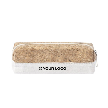 Eco etui met logo van natuurkurk en katoen