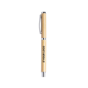 Bamboe roller met logo en blauwe inkt