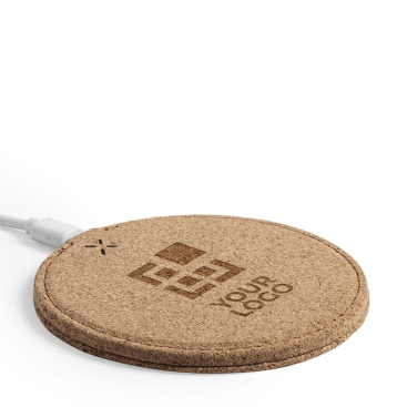 Kurken eco lader met logo en rond design kleur naturel zevende weergave